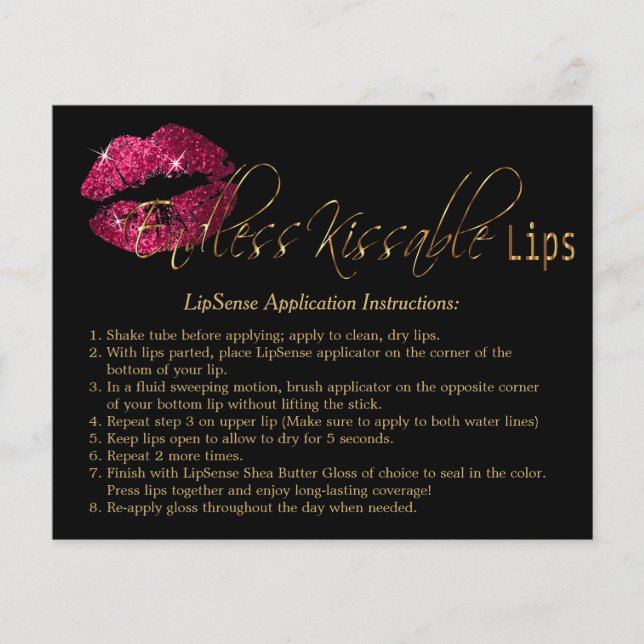 Hot Pink Glitter Lip Instruction Flyer (Front)
