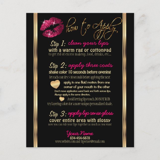 Hot Pink Glitter Lip Instructions Flyer (Front)