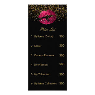 Hot Pink Glitter Lip Price List Rack Card