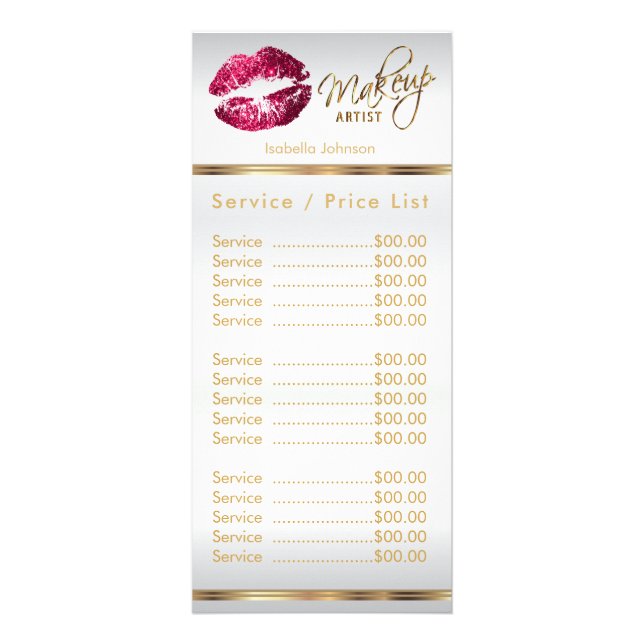 Hot Pink Glitter Lip Service, Product / Price List Rack Card (Front)