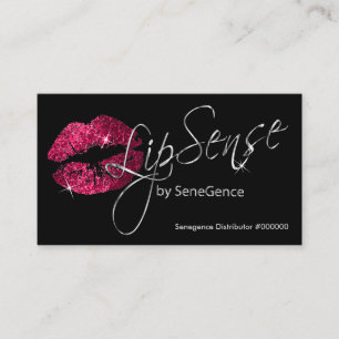 Hot Pink Glitter Lips and Silver Business Card