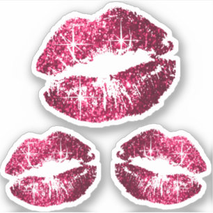 Hot Pink Glitter Lips - Kiss-Cut