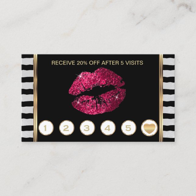 Hot Pink Glitter Lips Loyalty with Stripes (Front)