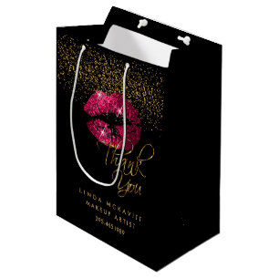Hot Pink Glitter Lipstick - Thank You Medium Gift Bag