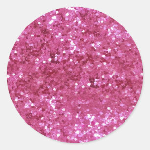 Hot Pink Glitter Look Classic Round Sticker