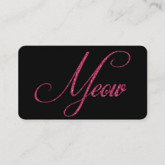 Hot Pink Glitter Look Meow Cat Business Cards