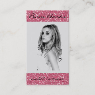 Hot Pink Glitter Model Actress Business Cards