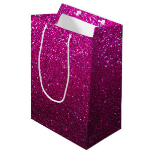 Hot Pink Glitter Ombre Sparkles Glam Bat Mitzvah Medium Gift Bag
