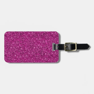 Hot Pink Glitter Print Luggage Tag