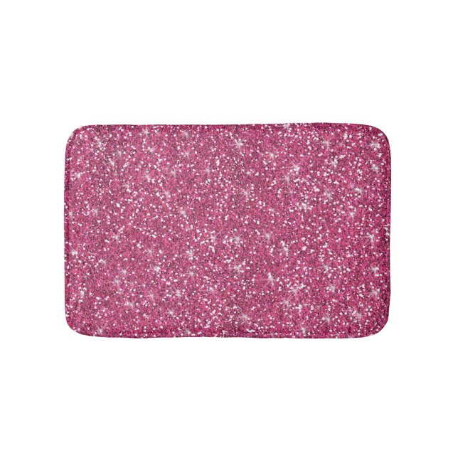 Hot Pink Glitter Printed Bath Mat (Front)