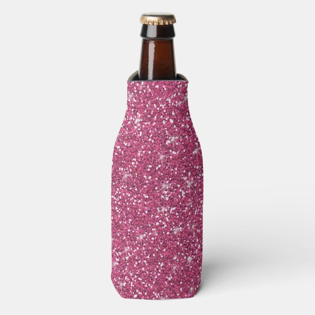 Hot Pink Glitter Printed Bottle Cooler (Bottle Front)