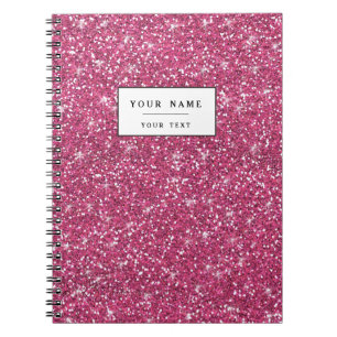 Hot Pink Glitter Printed Notebook