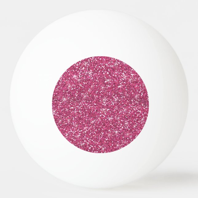 Hot Pink Glitter Printed Ping Pong Ball (Front)