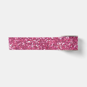 Hot Pink Glitter Printed Satin Ribbon