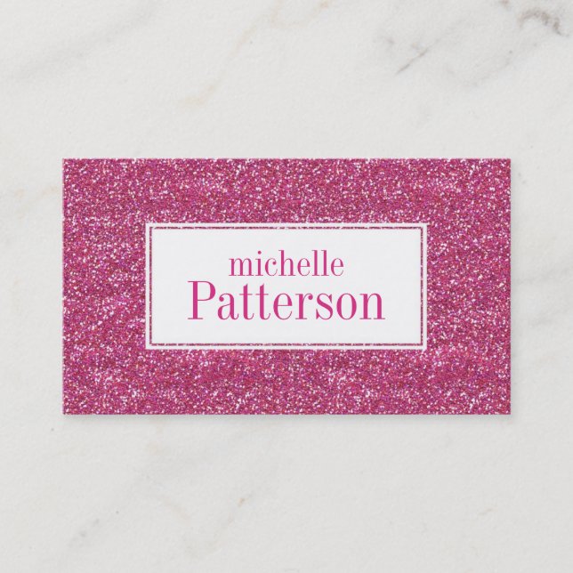 Hot Pink Glitter Professional Business Cards (Front)