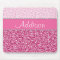 Hot Pink Glitter Rhinestone Leopard Bling Mousepad