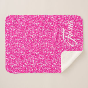 Hot Pink Glitter Seamless Pattern Sherpa Blanket