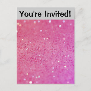 Hot Pink Glitter - Shiny, Sparkles Invitation Postcard