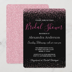 Hot Pink Glitter Sparkle Bridal Shower Invitation