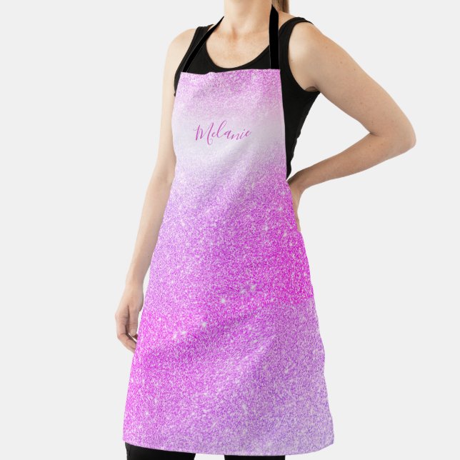 Hot Pink Glitter Sparkle Glam Personalised Apron (Insitu)