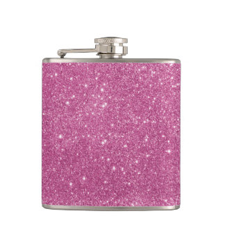 Hot Pink Glitter Sparkles Hip Flask