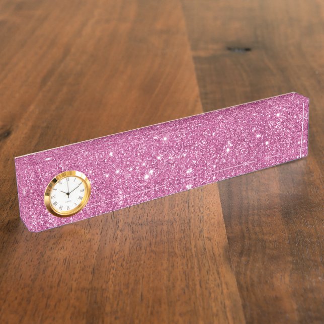 Hot Pink Glitter Sparkles Nameplate (Side)