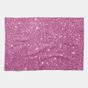 Hot Pink Glitter Sparkles Tea Towel