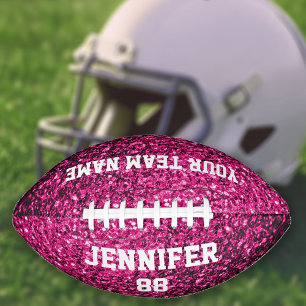 Hot pink glitter sparkles Your Custom name Team American Football