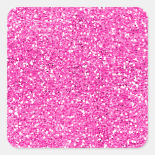 Hot Pink Glitter Square Sticker