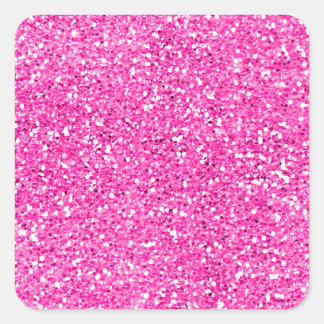 Hot Pink Glitter Square Sticker