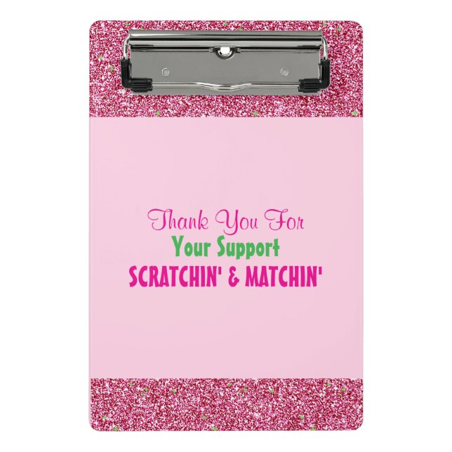Hot Pink Glitter Thank You for Scratch Offs Mini Clipboard (Front)