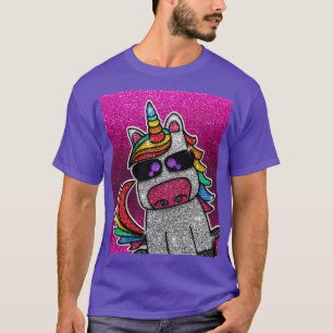 Hot Pink Glitter Unicorn Jersey Name + Number T-Shirt