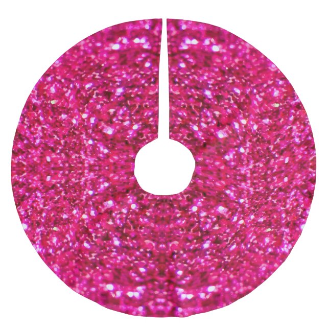 hot pink glitter xmas christmas tree skirt (Front)