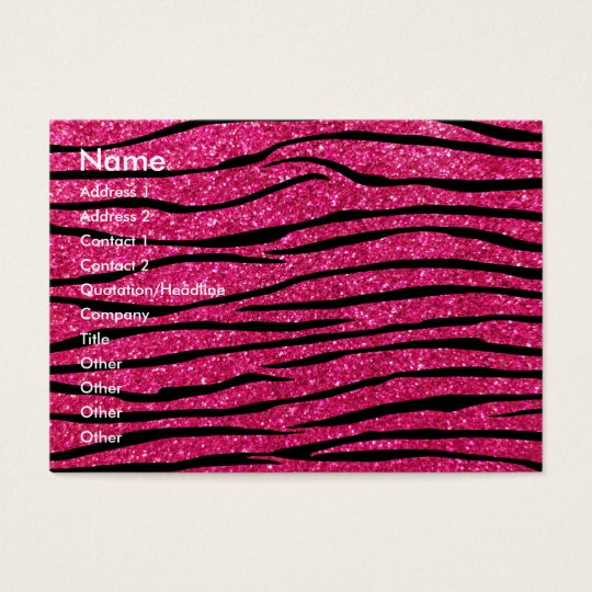 Hot pink glitter zebra stripes business card
