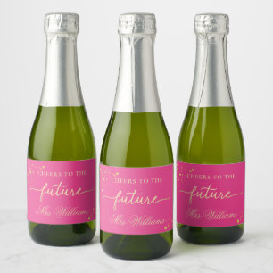 Hot Pink Gold Bridal Shower Sparkling Wine Favour Label