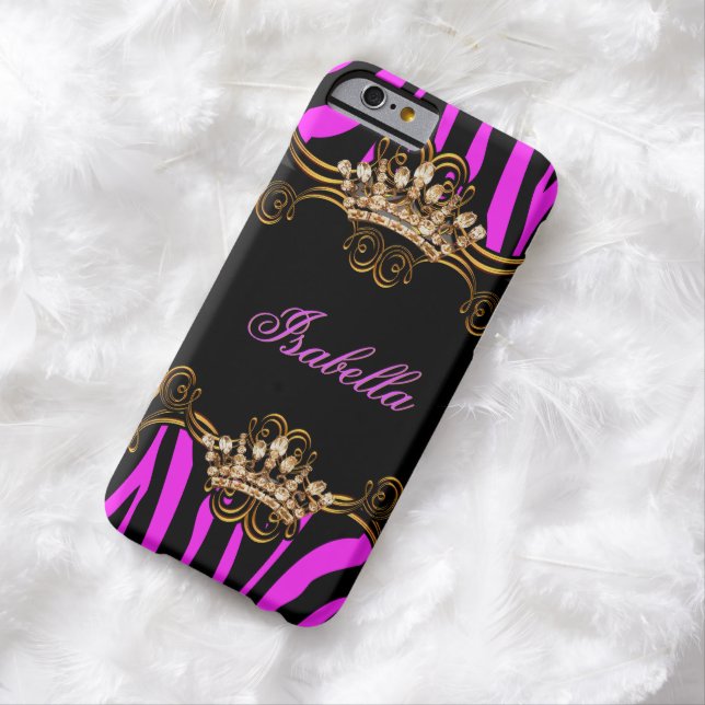 Hot Pink Gold Bronze Tiara Crown Zebra Case-Mate iPhone Case (In Situ)