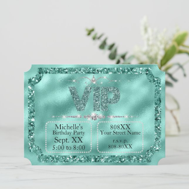 Hot Pink & Gold Diamonds and Glitter Ticket Invitation (Standing Front)