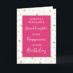 Hot Pink Gold Dots Granddaughter Birthday Card<br><div class="desc">Birthday card for granddaughter with fuchsia pink,  white and gold polka dots pattern and thoughtful verse.</div>