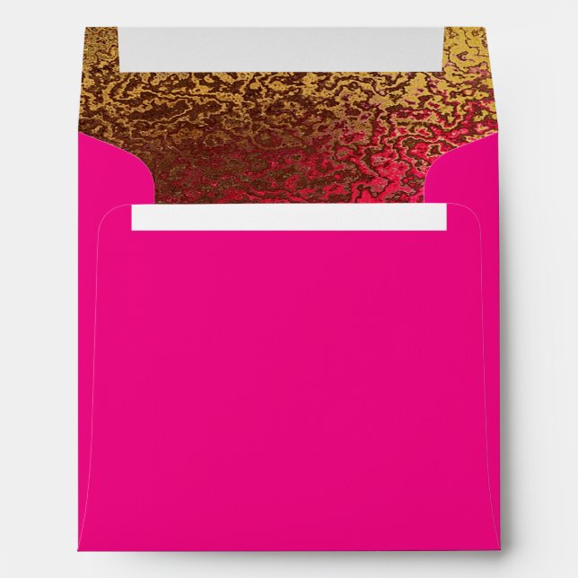 Hot Pink & Gold Glitzy Custom Invitation Envelope (Back (Bottom))