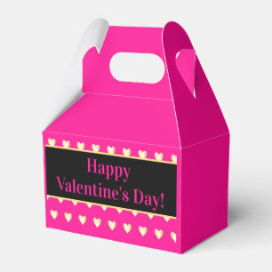 Hot Pink Gold Heart Valentine's Day Party Favour Box