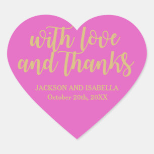 Hot Pink Gold Personalised Wedding Favour Sticker