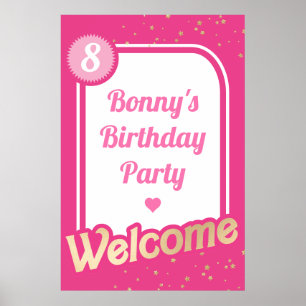 Hot Pink Gold Welcome Sign