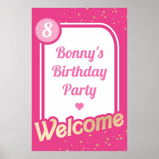 Hot Pink Gold Welcome Sign (Front)