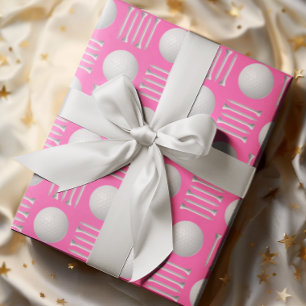 Hot Pink Golf Ball and Tee Gift  Wrapping Paper