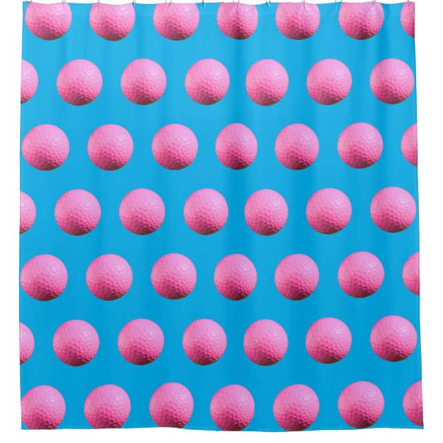 Hot Pink Golf Ball Shower Curtain (Front)