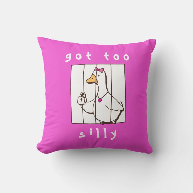 Hot Pink Got too Silly Funny Goose Cushion (Front)