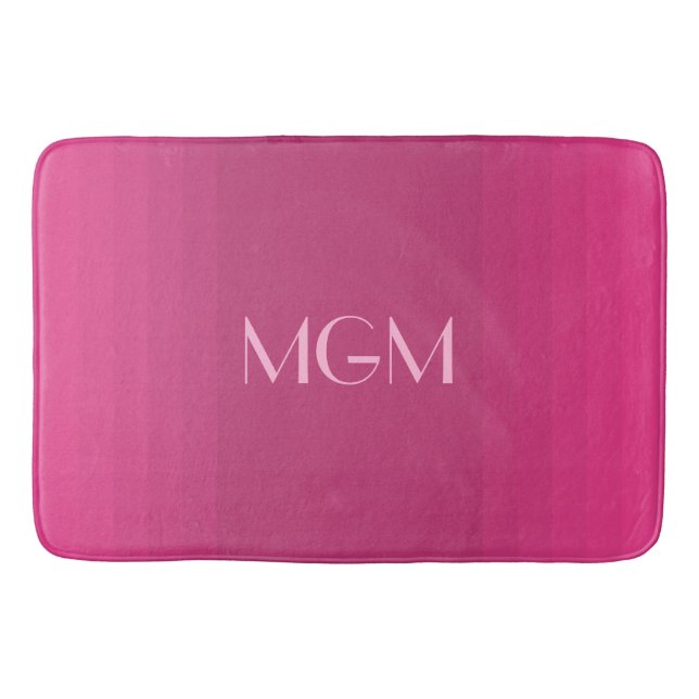 Hot pink gradation monogram bath mat (Front)