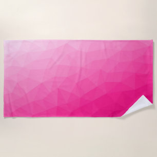 Hot pink Gradient Geometric Mesh Pattern Beach Towel
