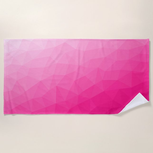 Hot pink Gradient Geometric Mesh Pattern Beach Towel (Front)