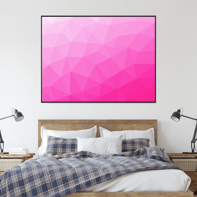 Hot pink Gradient Geometric Mesh Pattern Canvas Print (Insitu(Bedroom))